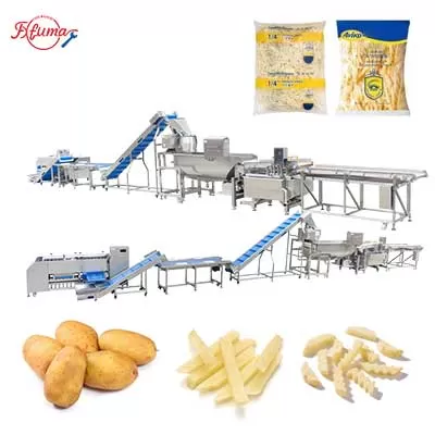 Automatic Fresh/Frozen French Fries Production Line - Washing, Peeling, Sorting, Cutting, Dewatering Automatic Fresh/Frozen French Fries Production Line - Washing, Peeling, Sorting, Cutting, Dewatering