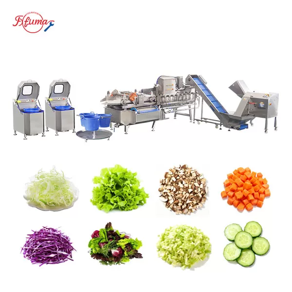 Vegetable Processing Line - Cabbage Cutting, Washing and Spin Drying Machine Vegetable Processing Line - Cabbage Cutting, Washing and Spin Drying Machine