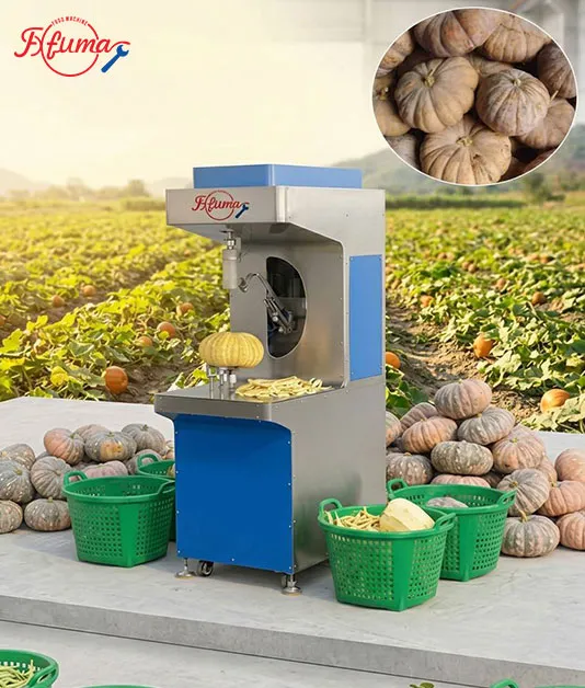 Pumpkin Processing Equipment: Complete Line for Peeling, Washing and Dicing Pumpkin Processing Equipment: Complete Line for Peeling, Washing and Dicing