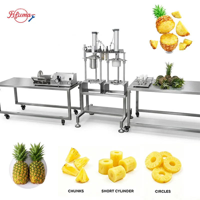 Pineapple Processing Equipment Set for Pineapple Cylinder, Slices, and Chunks Pineapple Processing Equipment Set for Pineapple Cylinder, Slices, and Chunks