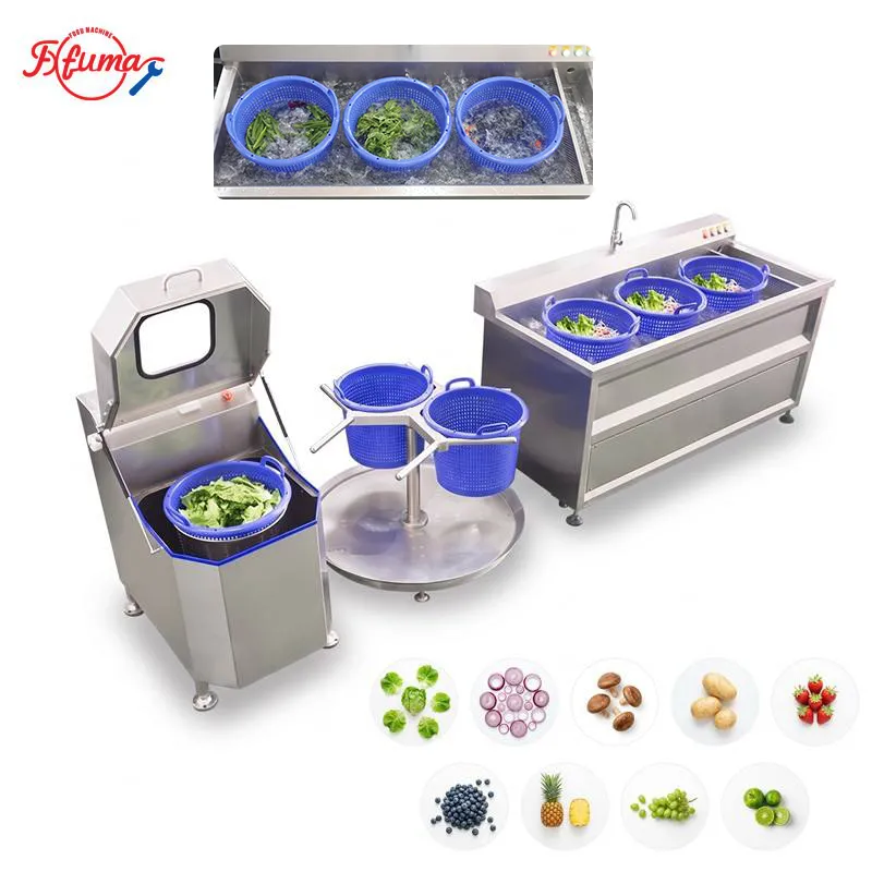 Ultrasonic Fruit Vegetable Washing & Dewatering Machine Set Ultrasonic Fruit Vegetable Washing & Dewatering Machine Set